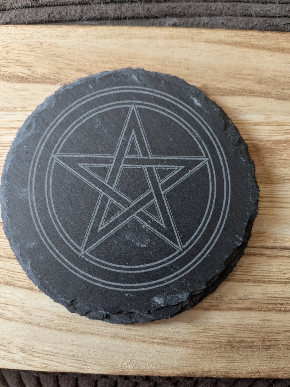 Celestial pentacle slate coaster