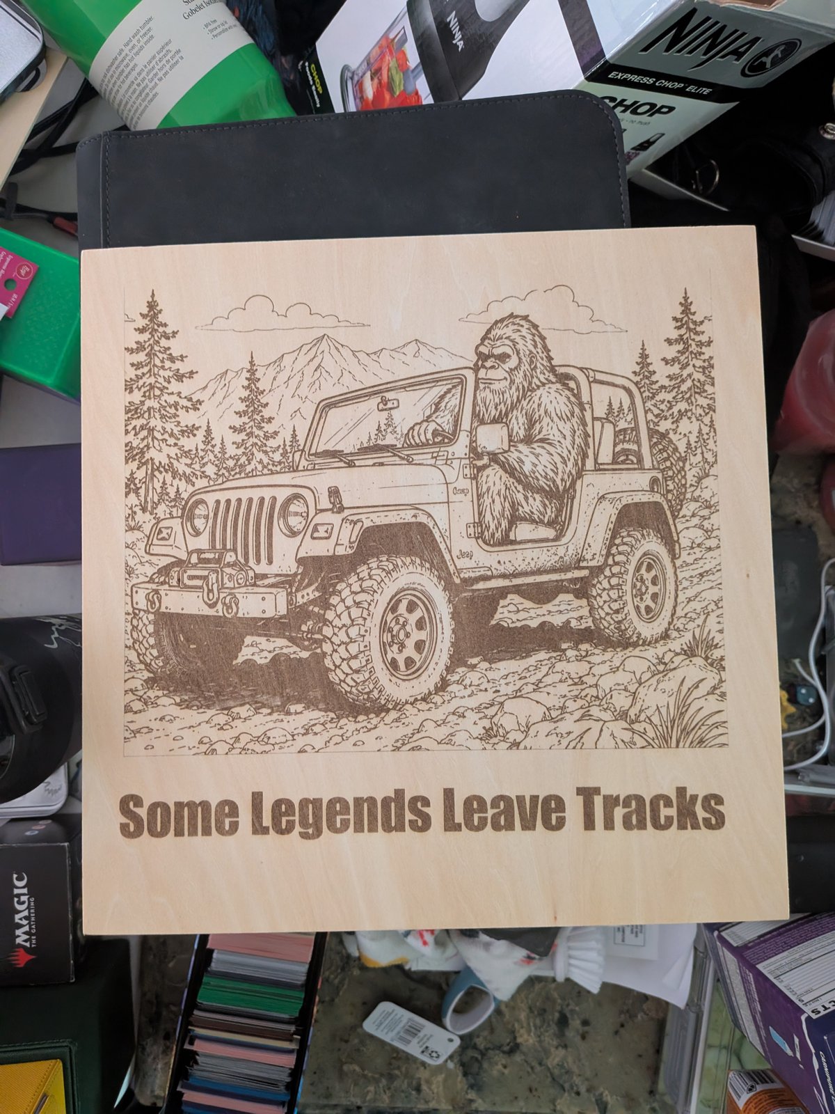 Bigfoot Jeep wood engraving